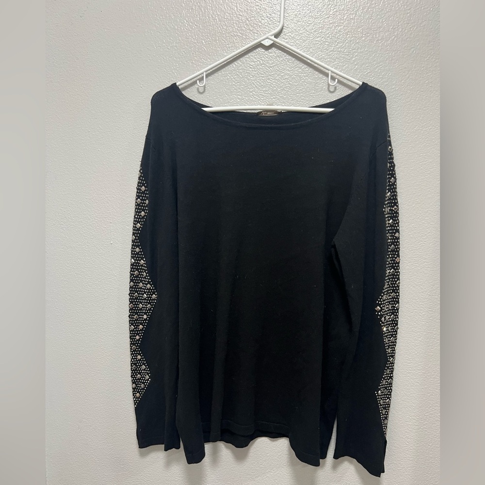 XL Vila milano scoop Neck Sweater with Embellished Sleeves